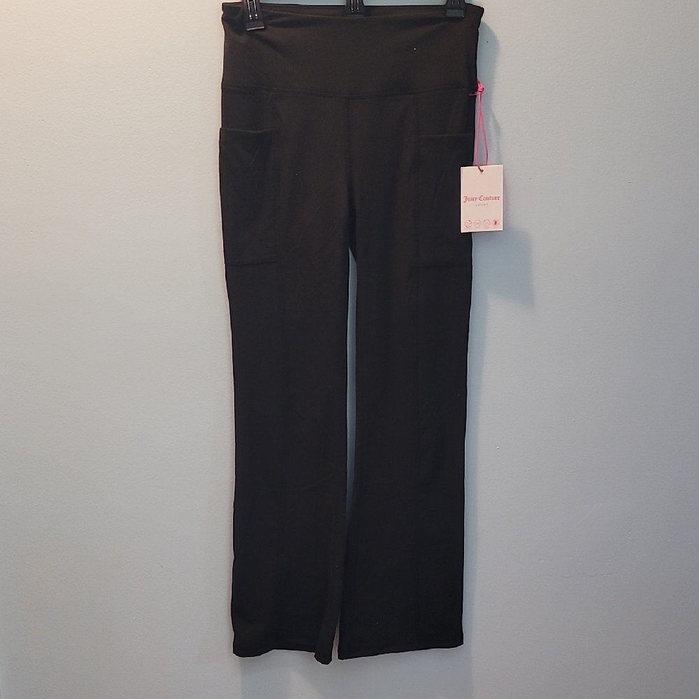 Juicy Couture Black Boot-Cut Yoga Pants with Side Pockets